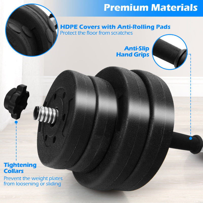 66 Lbs Fitness Dumbbell Weight Set with Adjustable Weight Plates and Handle
