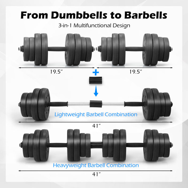 66 Lbs Fitness Dumbbell Weight Set with Adjustable Weight Plates and Handle
